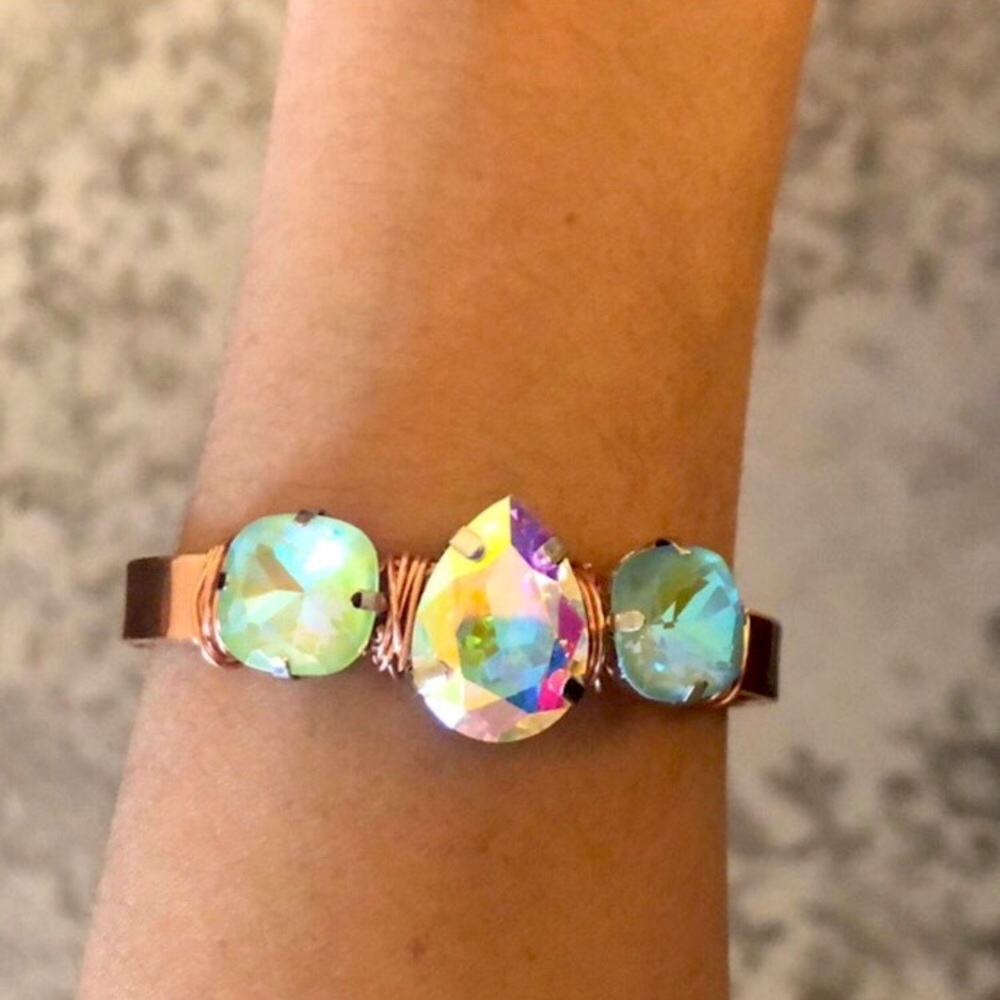 Gorgeous Raw Copper Crystal Cuff Bracelet